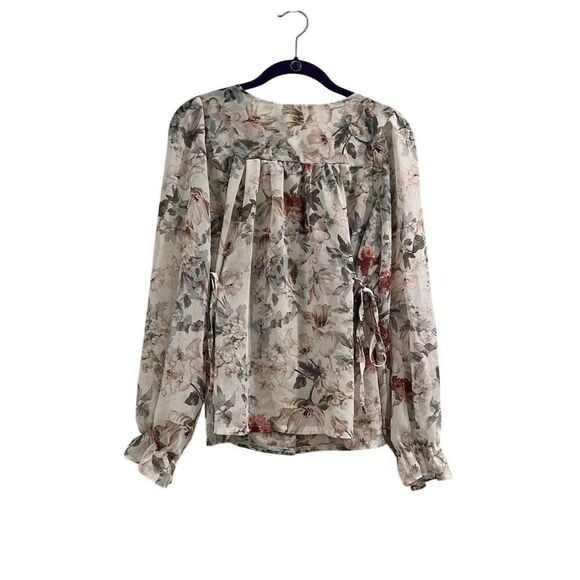 Amy Company Women's Floral Long Sleeve Blouse Size S Multicolor Casual - Picture 3 of 5